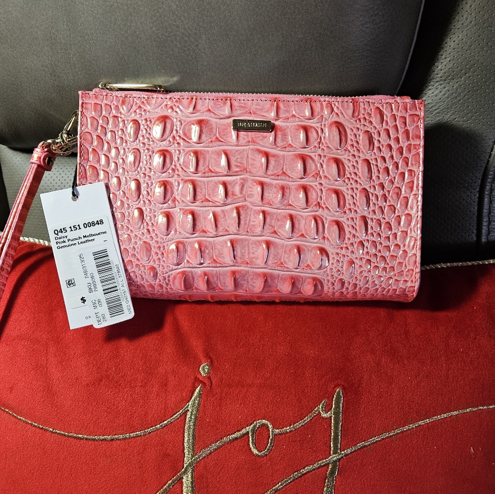 NWT Brahmin Pink Punch Daisy with Wristlet strap